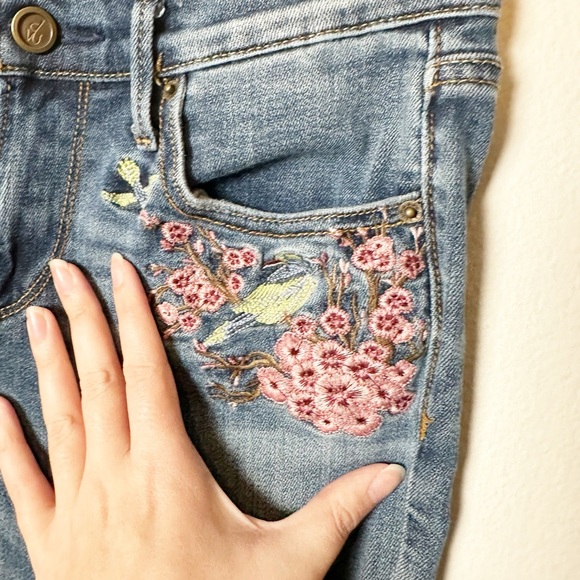 Driftwood Denim Audrey Jeans Floral Embroidered Peacock 26 - Picture 3 of 8